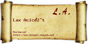 Lax Acicét névjegykártya